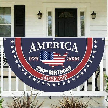 Semicircular Polyester Decorative Flag for Outdoor Use, Colors: Various options with pattern and size customization, Sizes available: Multiple custom sizes (e.g.,  14.76 x 29.53 in, 7.72 x 35.43 in