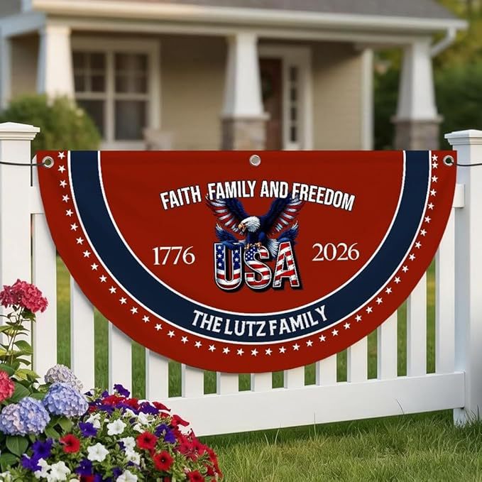 Semicircular Polyester Decorative Flag for Outdoor Use, Colors: Various options with pattern and size customization, Sizes available: Multiple custom sizes (e.g.,  14.76 x 29.53 in, 7.72 x 35.43 in