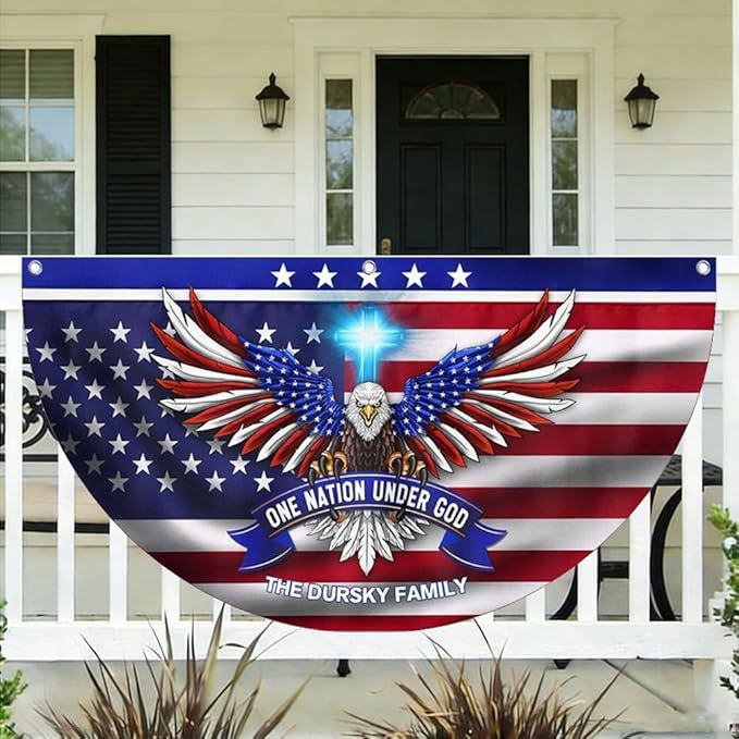 Semicircular Polyester Decorative Flag for Outdoor Use, Colors: Various options with pattern and size customization, Sizes available: Multiple custom sizes (e.g.,  14.76 x 29.53 in, 7.72 x 35.43 in