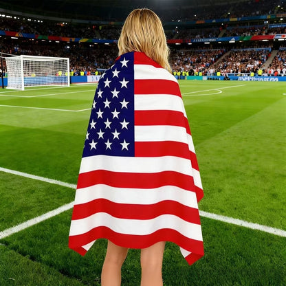 Sleeved USA Flag Cape Cloak for Sports Events, Dimensions: 4.92 ft x 2.95 ft,  Material: Polyester