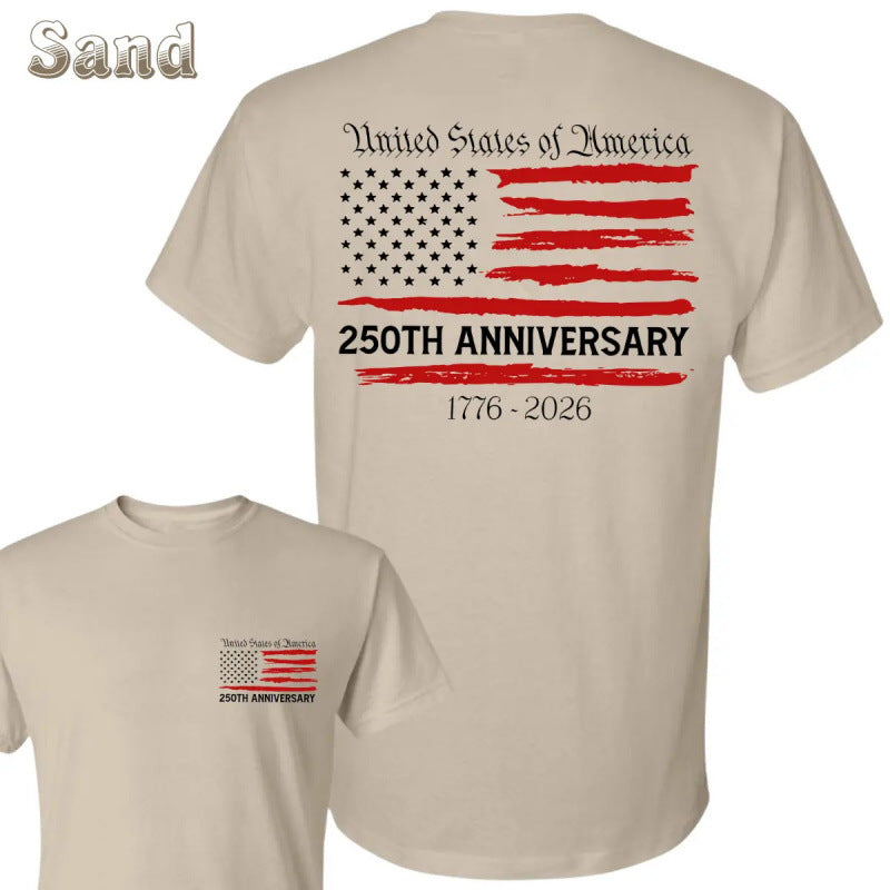 USA 250th Anniversary Cotton T-Shirt, Sizes: S, M, L, XL, XXL, 3XL  Colors: Black, White, Baby Pink, Red, Maroon