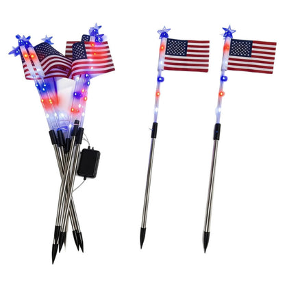 Solar Powered Patriotic Flag Light, LED Lights: Energy-efficient LED technology for bright and durable illumination, Total Wire Length: 21.98 ft