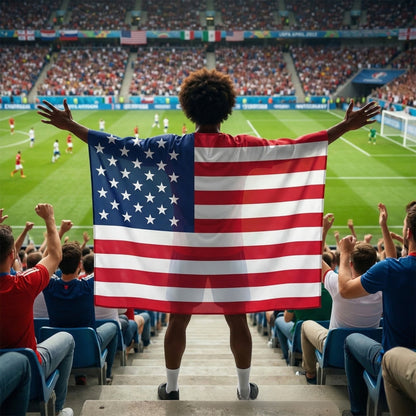Sleeved USA Flag Cape Cloak for Sports Events, Dimensions: 4.92 ft x 2.95 ft,  Material: Polyester