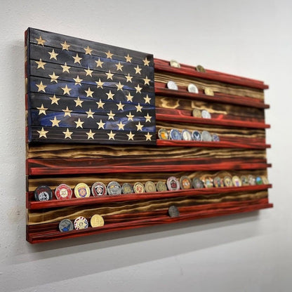 Wooden American Flag Display Ornament 16.54 x 11.81 x 0.39 in