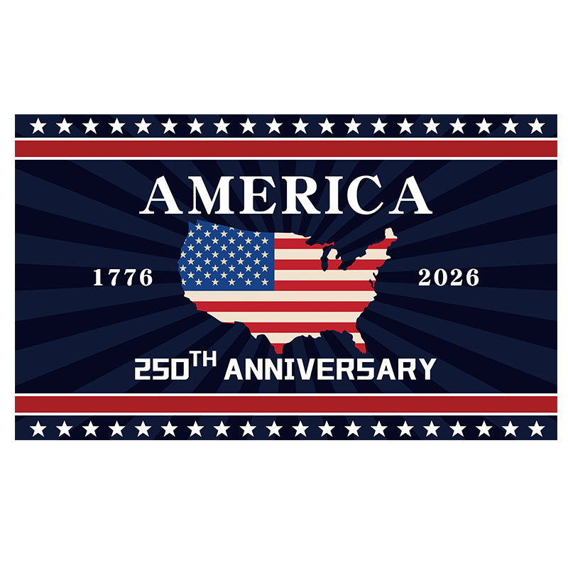 Decorative flag, Sizes:2.95 x 4.92 ft, 1.31 x 1.97 ft, Multiple other anniversary-themed dimensions