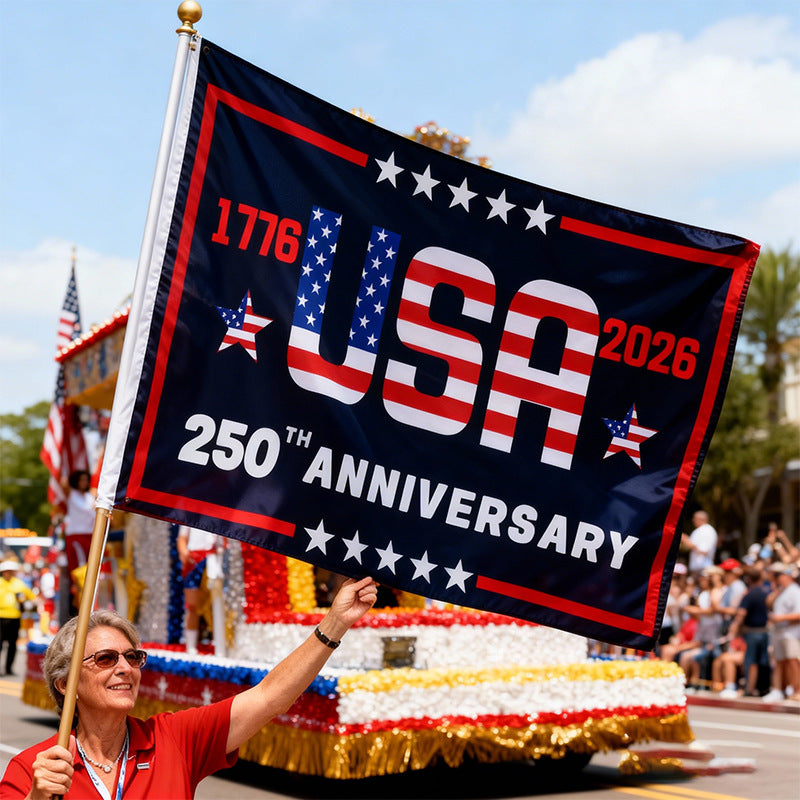 Decorative flag, Sizes:2.95 x 4.92 ft, 1.31 x 1.97 ft, Multiple other anniversary-themed dimensions