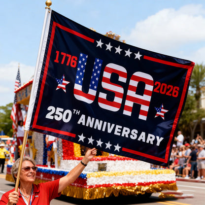 Decorative flag, Sizes:2.95 x 4.92 ft, 1.31 x 1.97 ft, Multiple other anniversary-themed dimensions