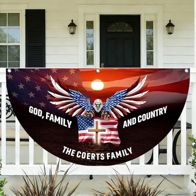 Semicircular Polyester Decorative Flag for Outdoor Use, Colors: Various options with pattern and size customization, Sizes available: Multiple custom sizes (e.g.,  14.76 x 29.53 in, 7.72 x 35.43 in