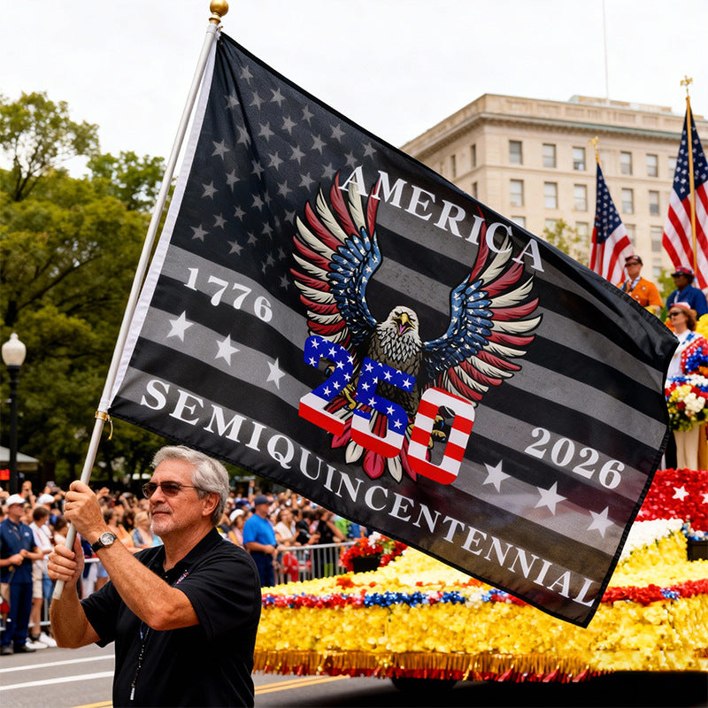 Decorative flag, Sizes:2.95 x 4.92 ft, 1.31 x 1.97 ft, Multiple other anniversary-themed dimensions
