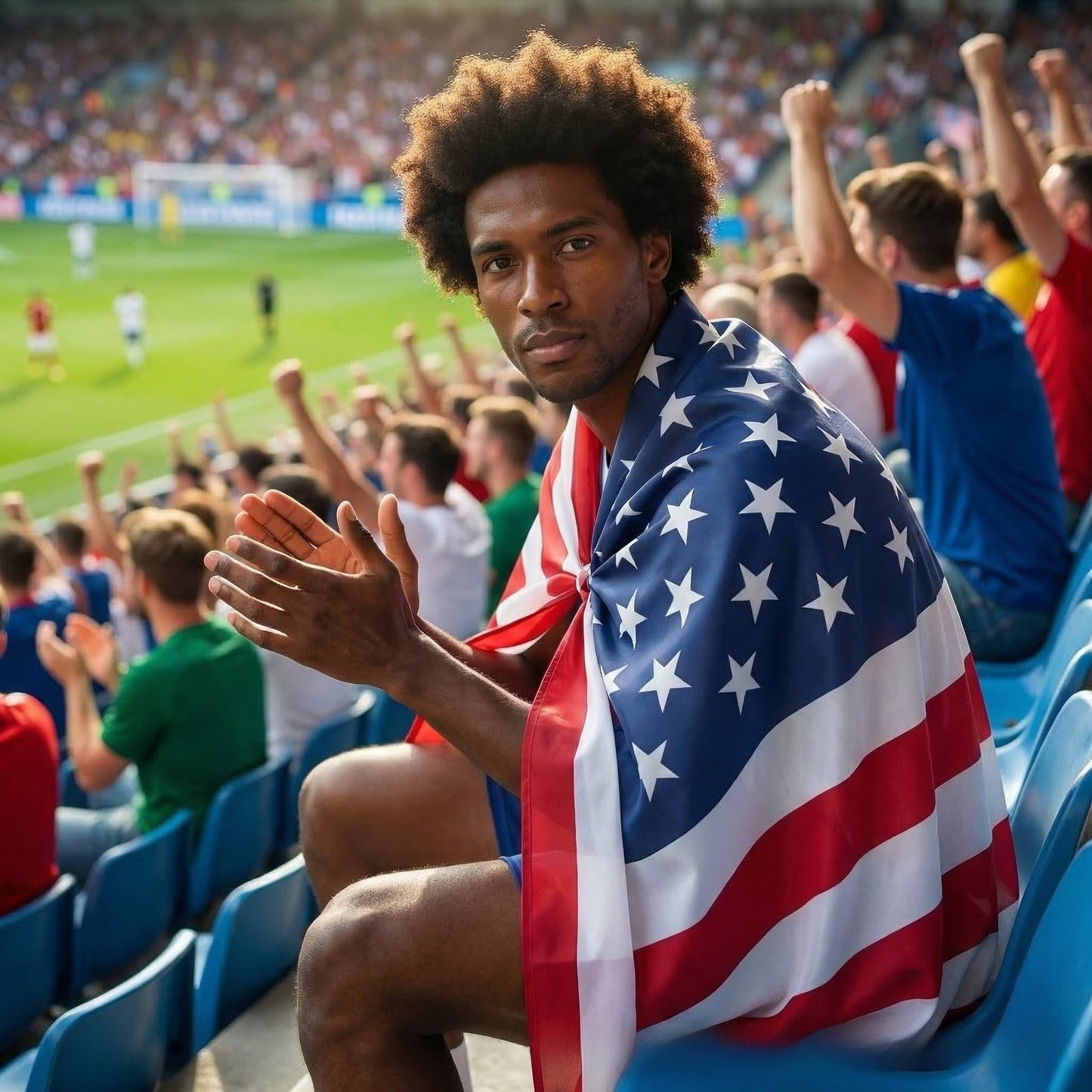 Sleeved USA Flag Cape Cloak for Sports Events, Dimensions: 4.92 ft x 2.95 ft,  Material: Polyester