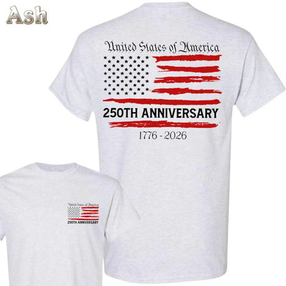 USA 250th Anniversary Cotton T-Shirt, Sizes: S, M, L, XL, XXL, 3XL  Colors: Black, White, Baby Pink, Red, Maroon