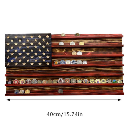 Wooden American Flag Display Ornament 16.54 x 11.81 x 0.39 in