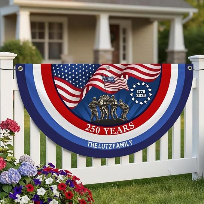 Semicircular Polyester Decorative Flag for Outdoor Use, Colors: Various options with pattern and size customization, Sizes available: Multiple custom sizes (e.g.,  14.76 x 29.53 in, 7.72 x 35.43 in