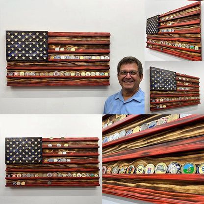 Wooden American Flag Display Ornament 16.54 x 11.81 x 0.39 in