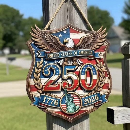 Patriotic Wooden Hanging Plaques for Party Decor Wooden Material: Crafted from natural wood for a rustic and durable decorative piece. Customizable Sizes: Available in multiple dimensions (7.87 x 7.87 and 11.81 x 11.81 in) with thickness options.